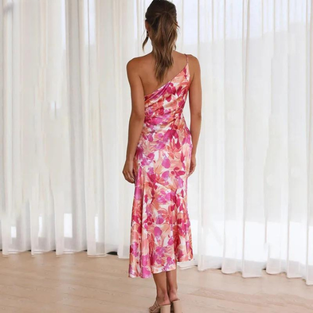 Valantomode | Chic Floral Midi Dress for Celebrations and Parties