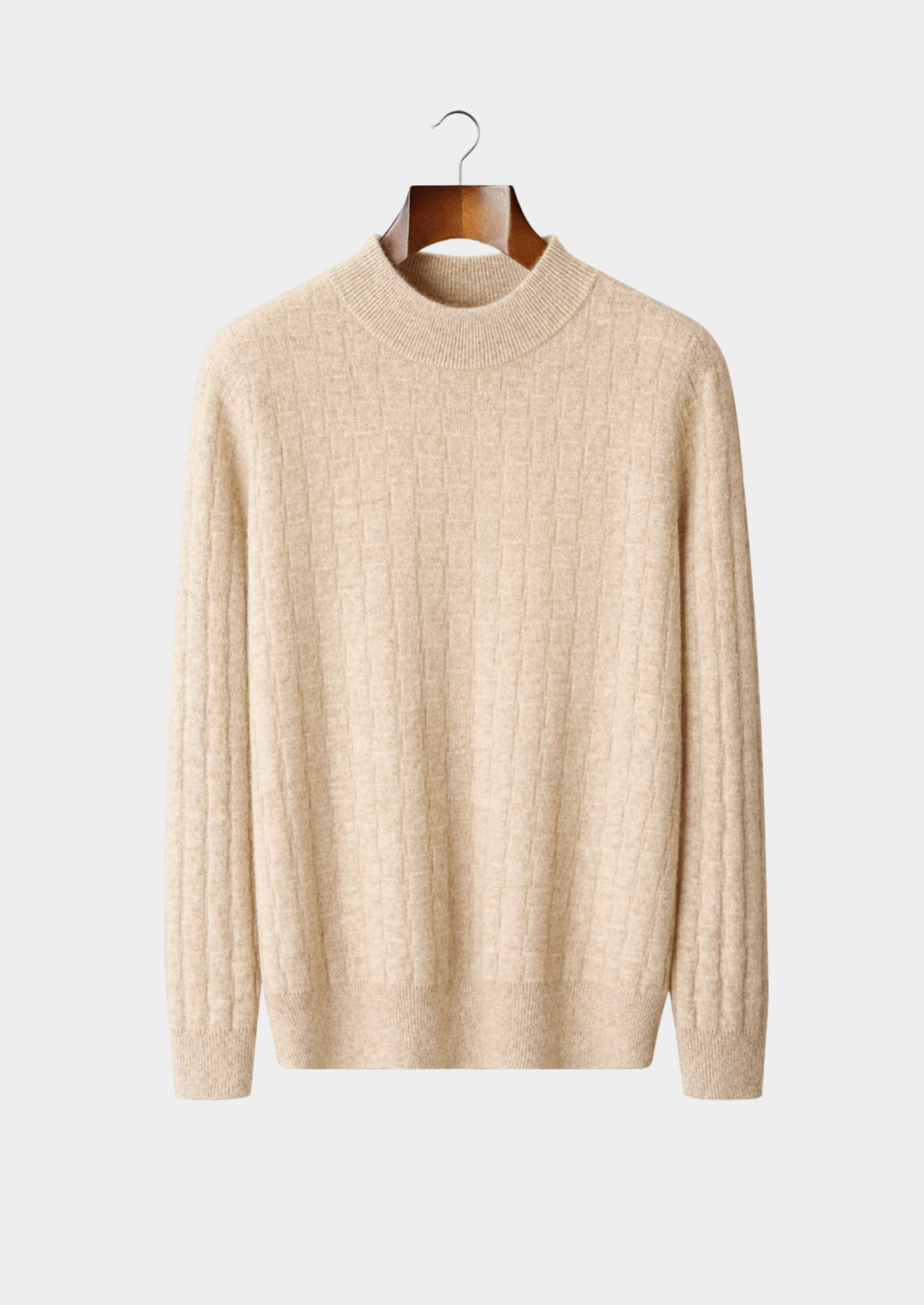 Valantomode | Men’s Textured Mockneck Knit – Geometric Presence & Tactical Elegance