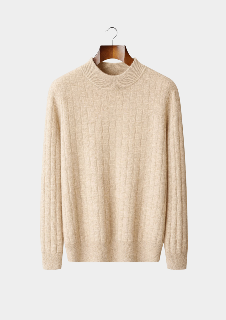 Valantomode | Men’s Textured Mockneck Knit – Geometric Presence & Tactical Elegance