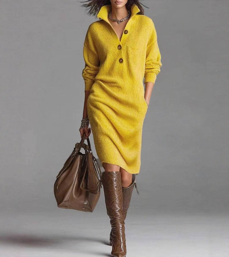 Valantomode | Chic Long Sleeve Dress for Effortless Style Anywhere
