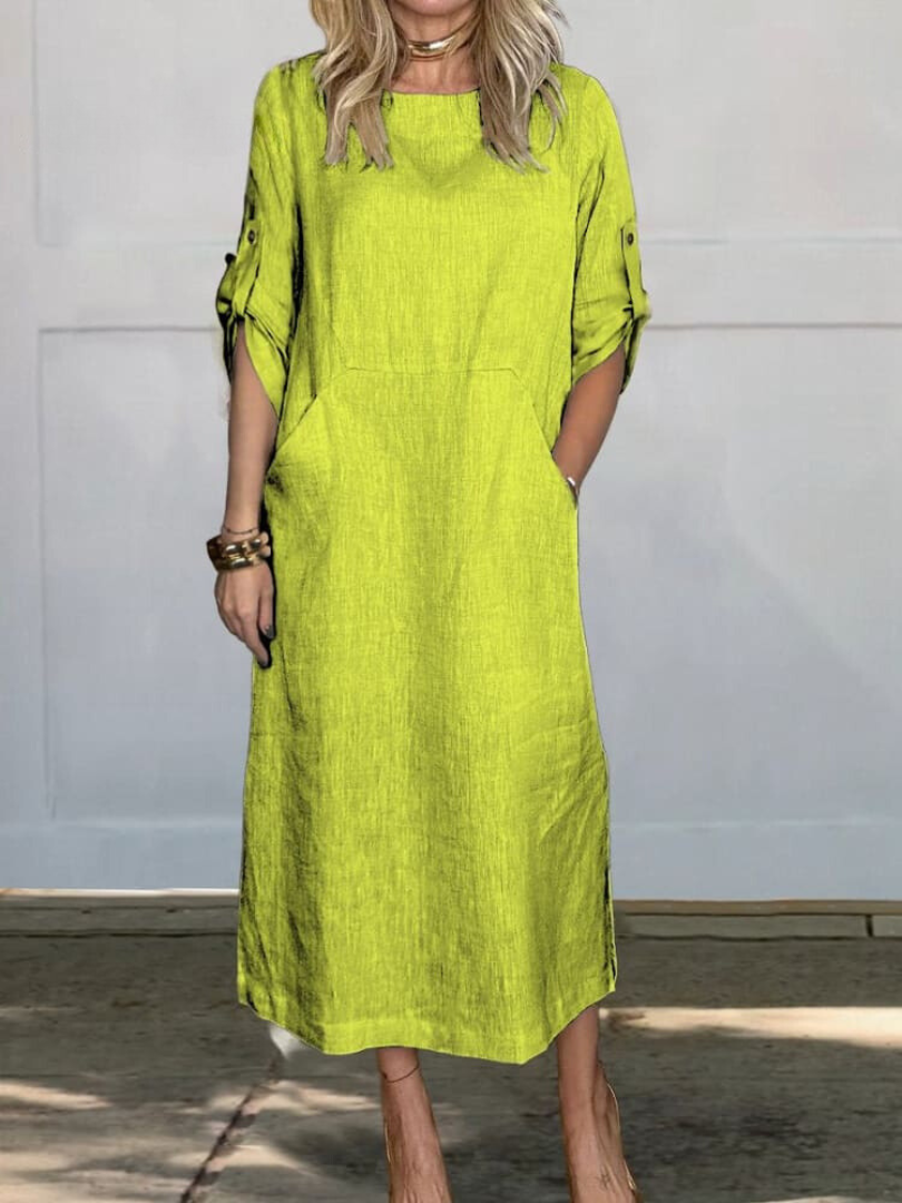 Valantomode | Chic Linen Dress for Effortless Summer Style