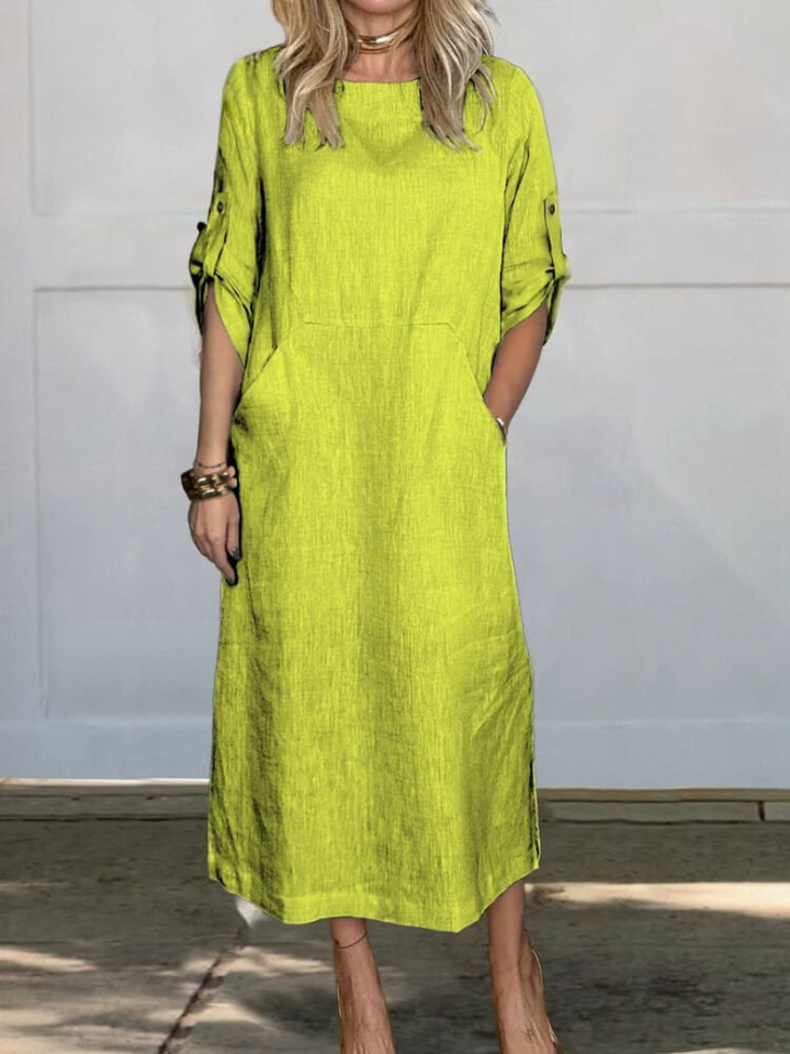 Valantomode | Chic Linen Dress for Effortless Summer Style