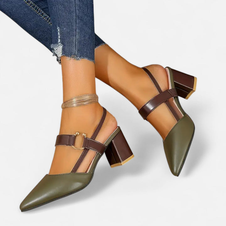 Valantomode | Women’s Sandals – Pointed Toe, Medium Thick Heel