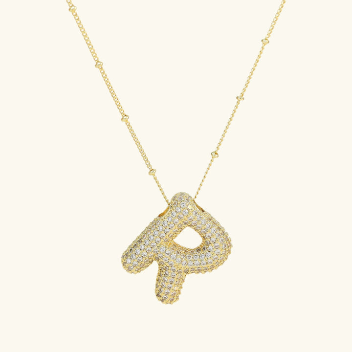 Valantomode | Gold Plated Bubble Initial Necklace for Women