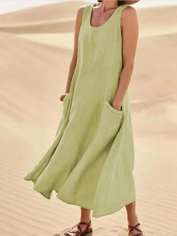 Valantomode | Chic Linen Dress for Effortless Summer Style