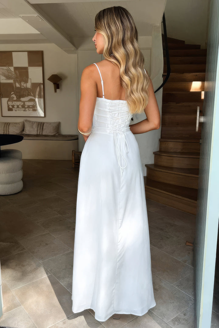 Valantomode | Sweetheart Maxi Dress with Bow Accent for Elegant Style