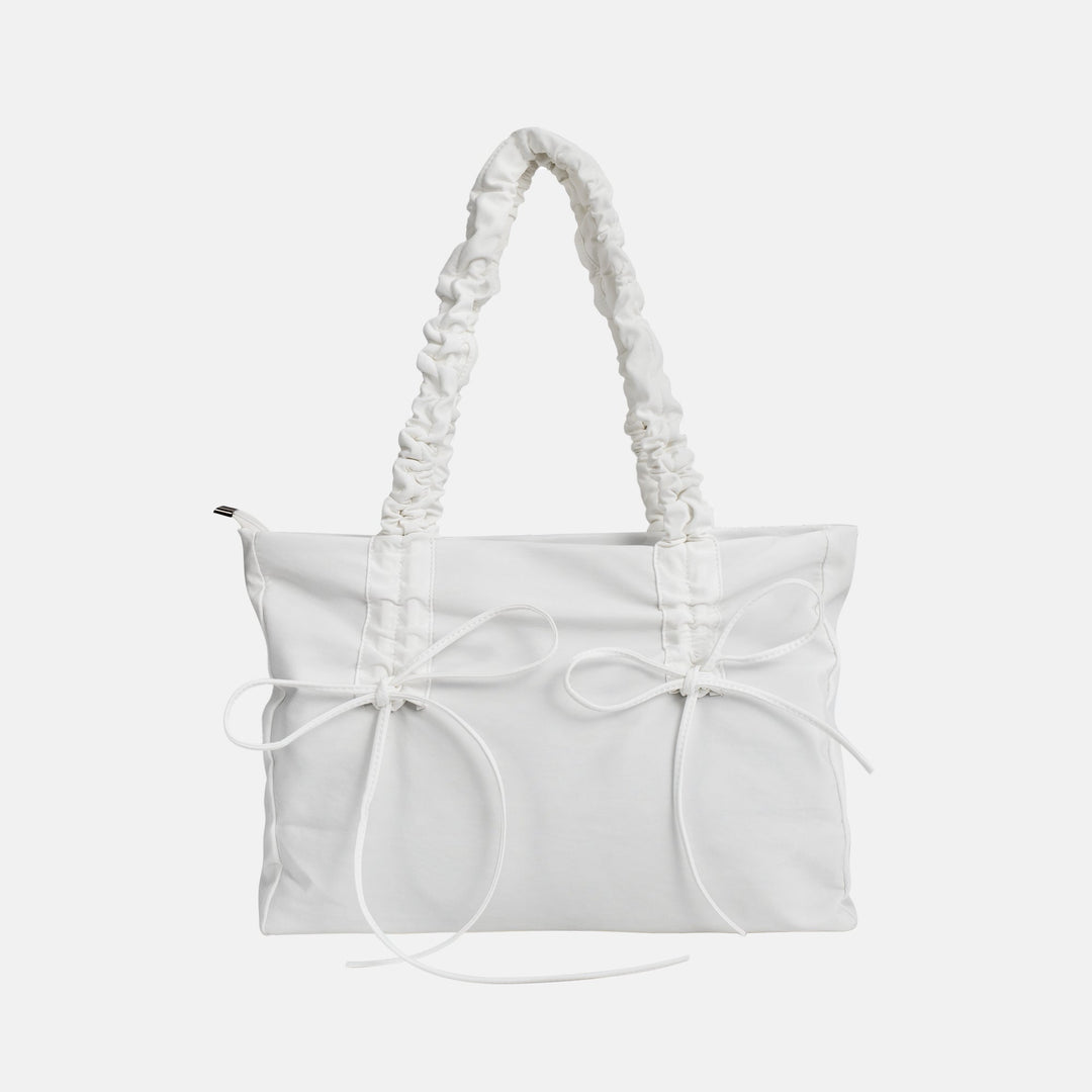 Valantomode | Luna Ribbon Kinetic Tote – Lightweight Adjustable Nylon Shoulder Bag with Ribbon Detail