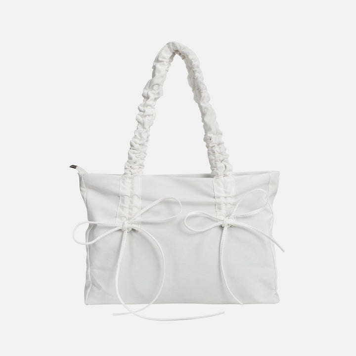 Valantomode | Luna Ribbon Kinetic Tote – Lightweight Adjustable Nylon Shoulder Bag with Ribbon Detail