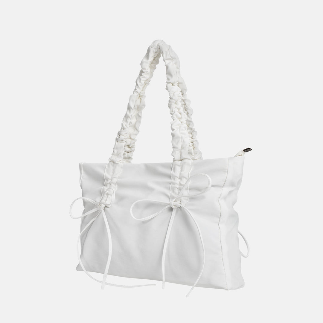 Valantomode | Luna Ribbon Kinetic Tote – Lightweight Adjustable Nylon Shoulder Bag with Ribbon Detail