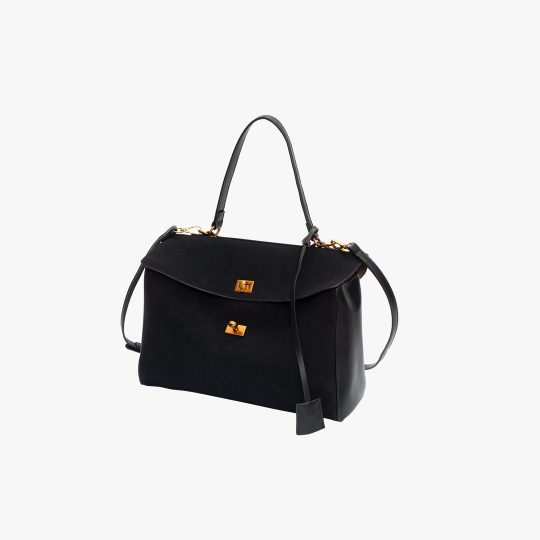 Valantomode | Velvet Vanguard Tote – Premium Faux Suede Business Bag with Turn-Lock & Vegan Leather Handles