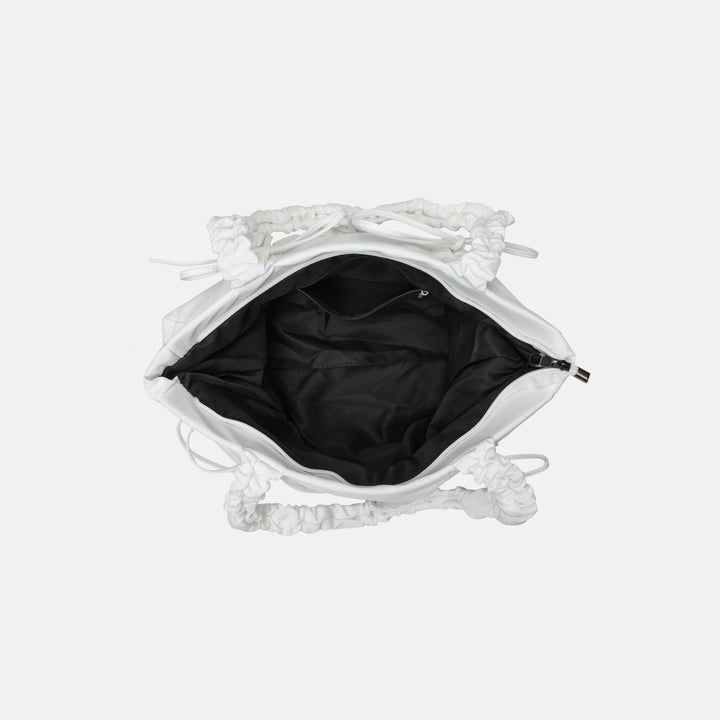 Valantomode | Luna Ribbon Kinetic Tote – Lightweight Adjustable Nylon Shoulder Bag with Ribbon Detail