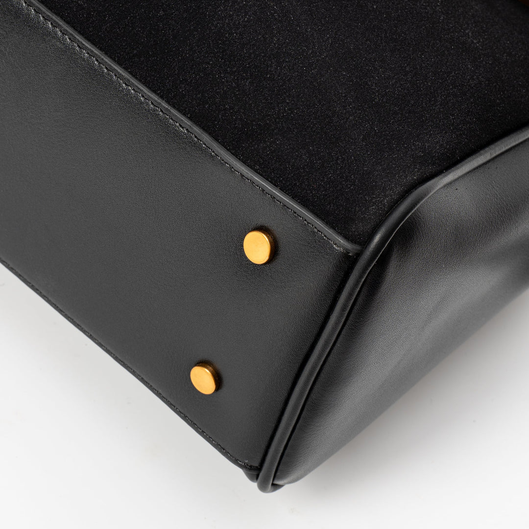 Valantomode | Velvet Vanguard Tote – Premium Faux Suede Business Bag with Turn-Lock & Vegan Leather Handles