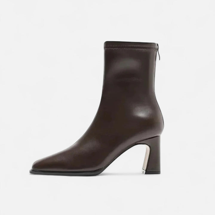 Valantomode | Women’s Vintage Square-Toe Ankle Boots – Retro Executive Leather Booties