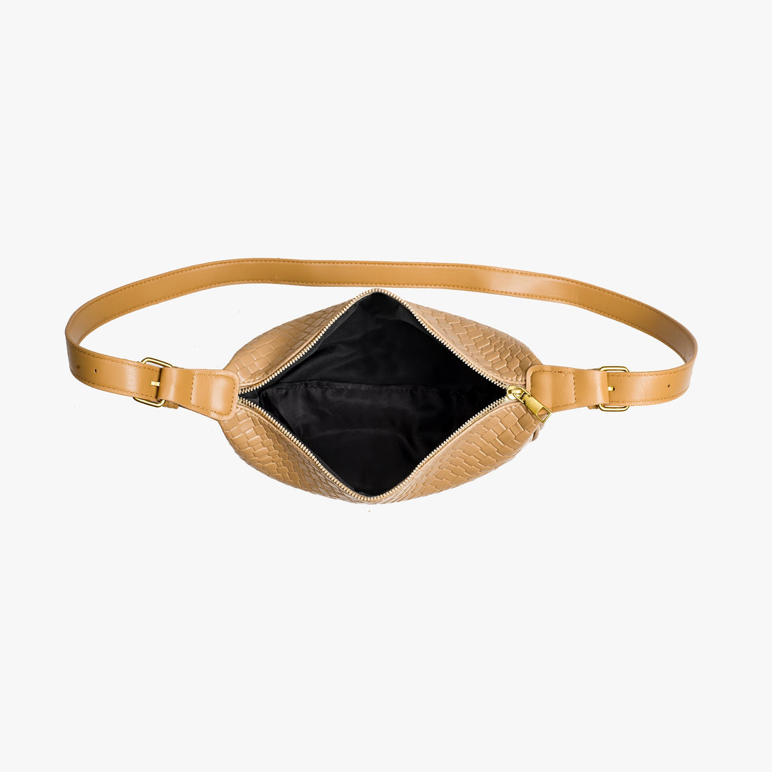 Valantomode | The Tesla Interlace Garrison – Women's Premium Braided Vegan Leather Half-Moon Handbag