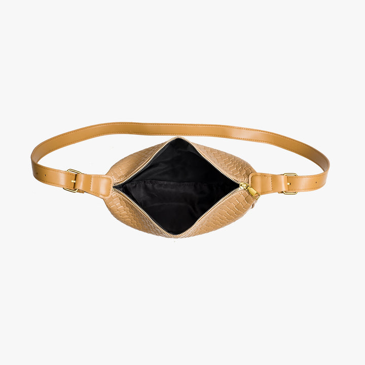 Valantomode | The Tesla Interlace Garrison – Women's Premium Braided Vegan Leather Half-Moon Handbag