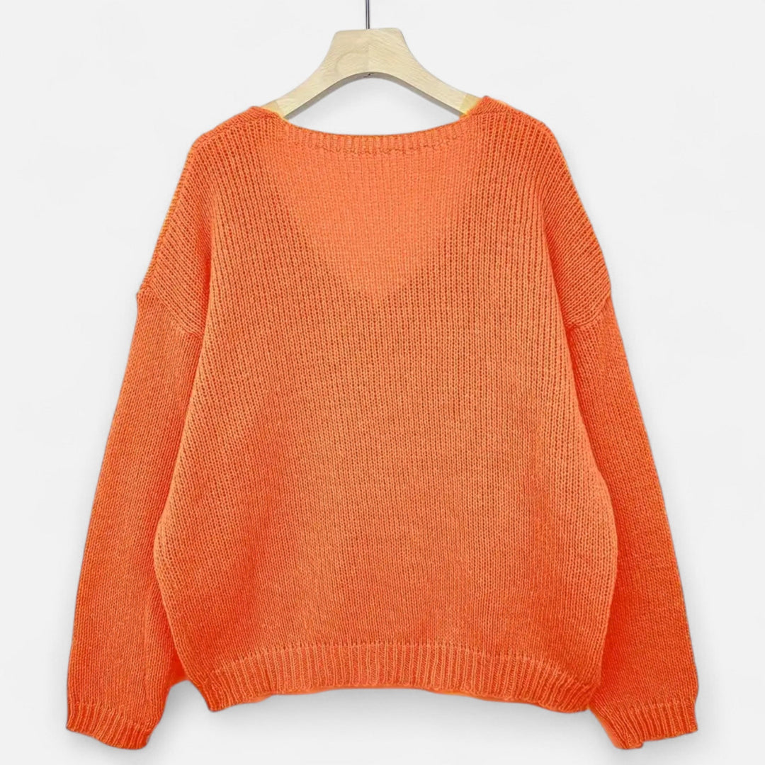 Valantomode | Women’s V-Neck Pullover Sweater – Essential Metropolitan Knitwear