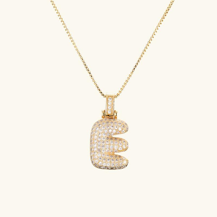 Valantomode | Plated Letter Luxe Necklace with Alphanumeric Architecture and Refractive Assets