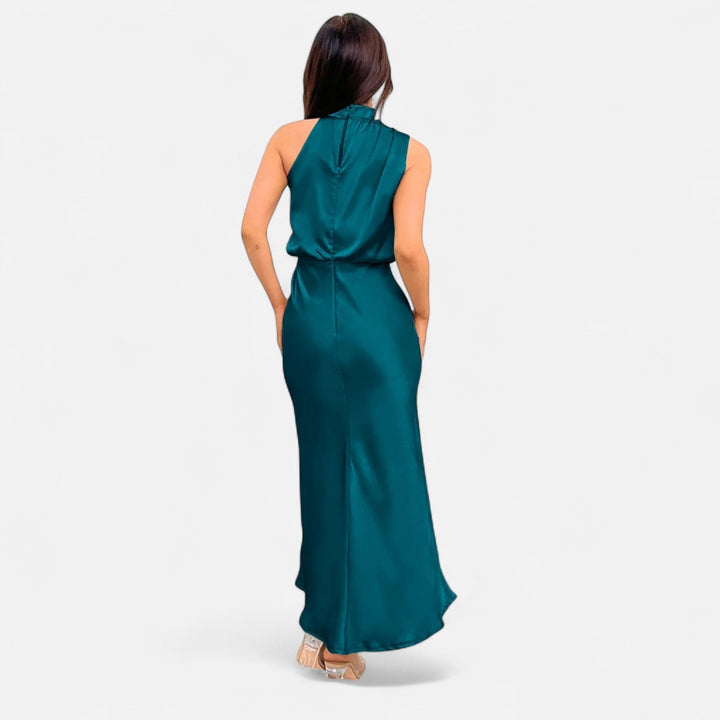 Valantomode | Women’s Satin A-Line Sleeveless Long Dress