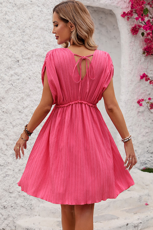 Valantomode | Chic V Neck Solid Mini Dress for Effortless Style