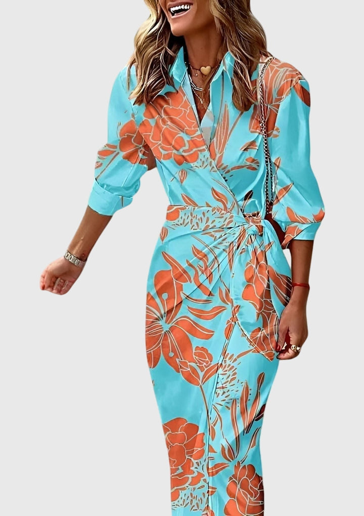 Valantomode | Stylish Printed Wrap Dress Perfect for Any Occasion