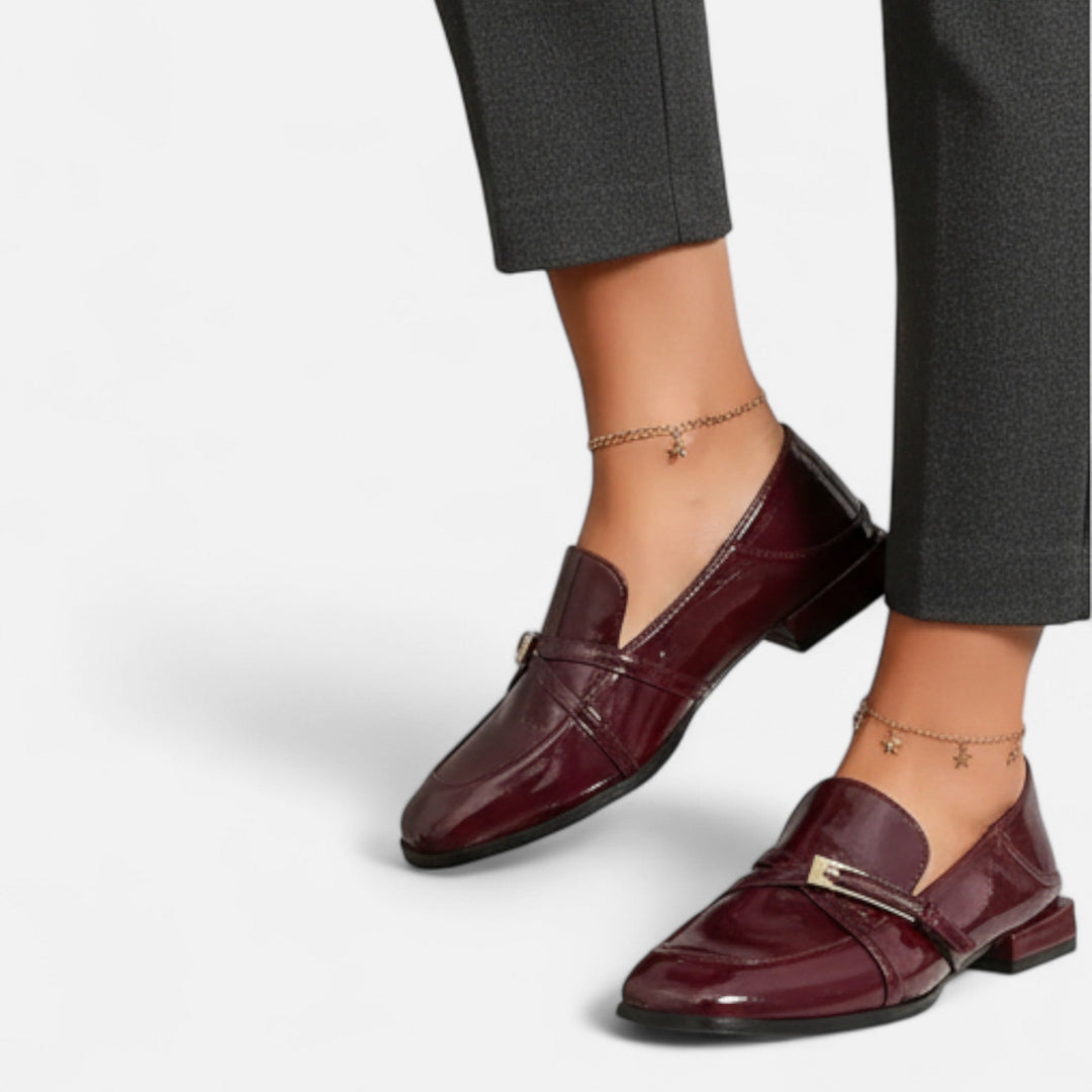 Valantomode | Women’s Burgundy Loafers with a Single Strap