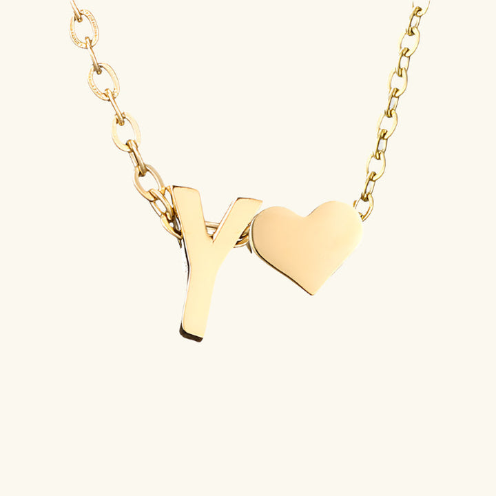 Valantomode | Plated Initial and Heart Charm Necklace for Women