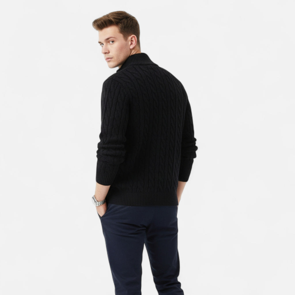 ValantoMode | Men’s Cable Knit Quarter-Zip Sweater