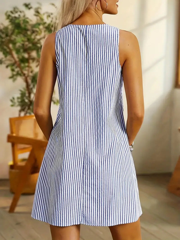 Valantomode | Striped Summer Dress with Convenient Pockets for Women
