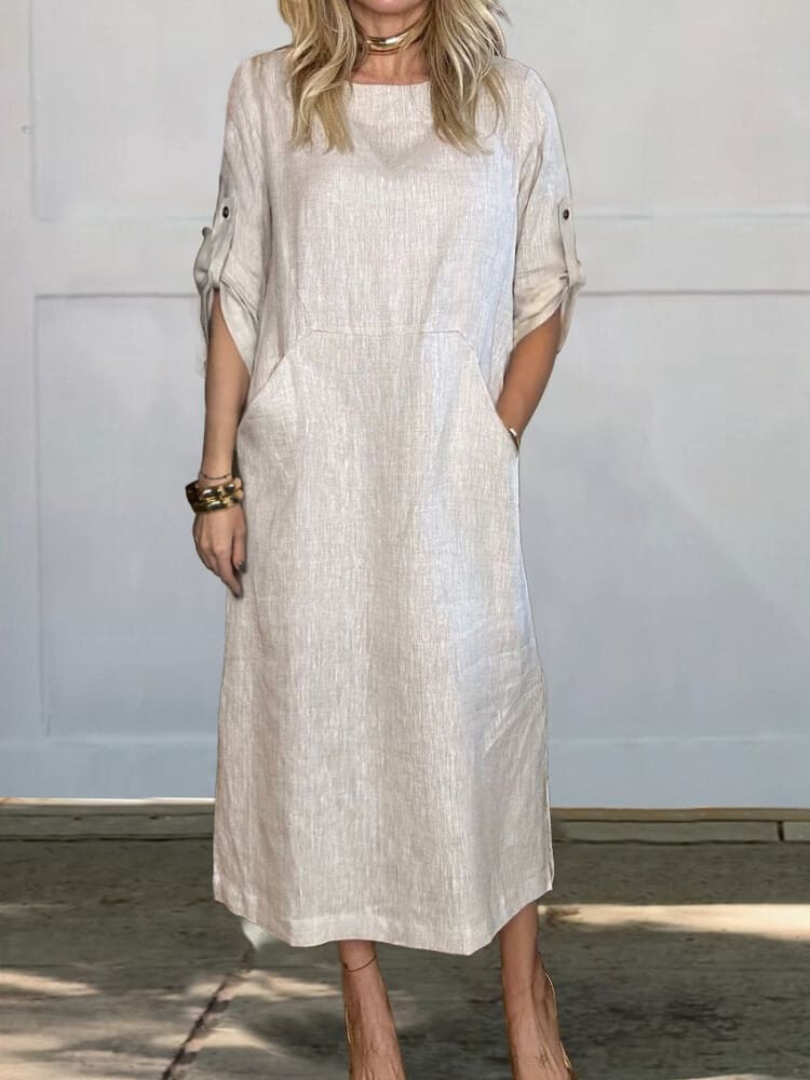 Valantomode | Chic Linen Dress for Effortless Summer Style