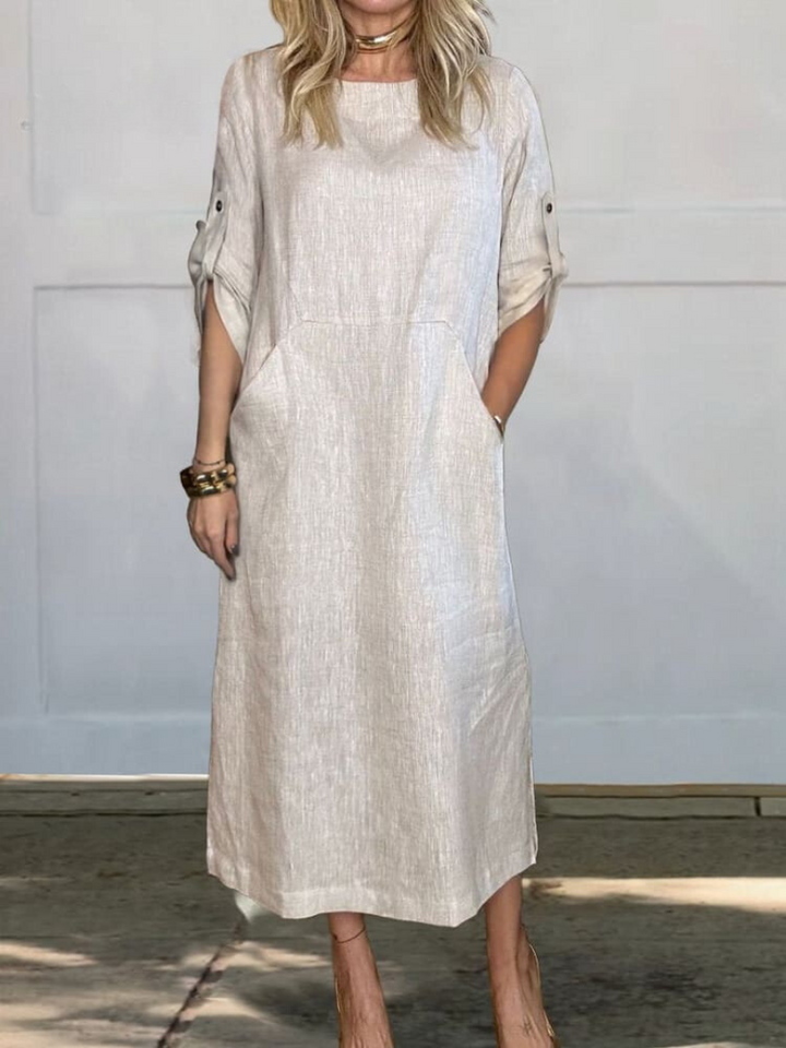 Valantomode | Chic Linen Dress for Effortless Summer Style