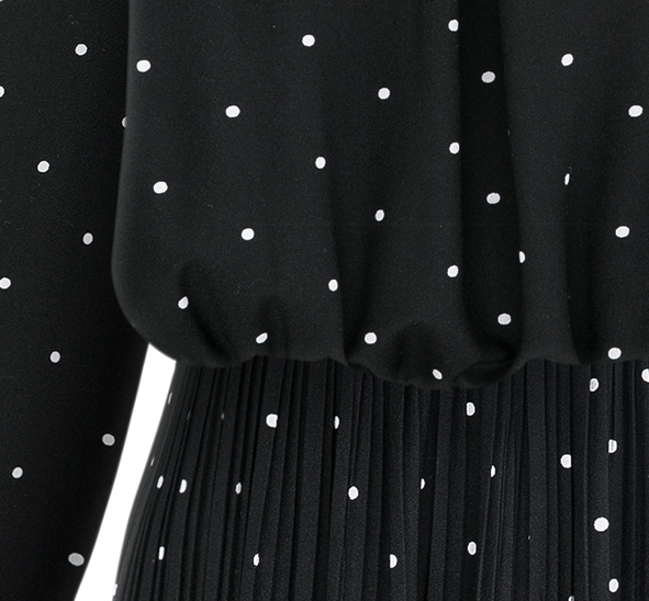 Valantomode | Chic Polka Dot Chiffon Maxi Dress with Tie-Neck Detail
