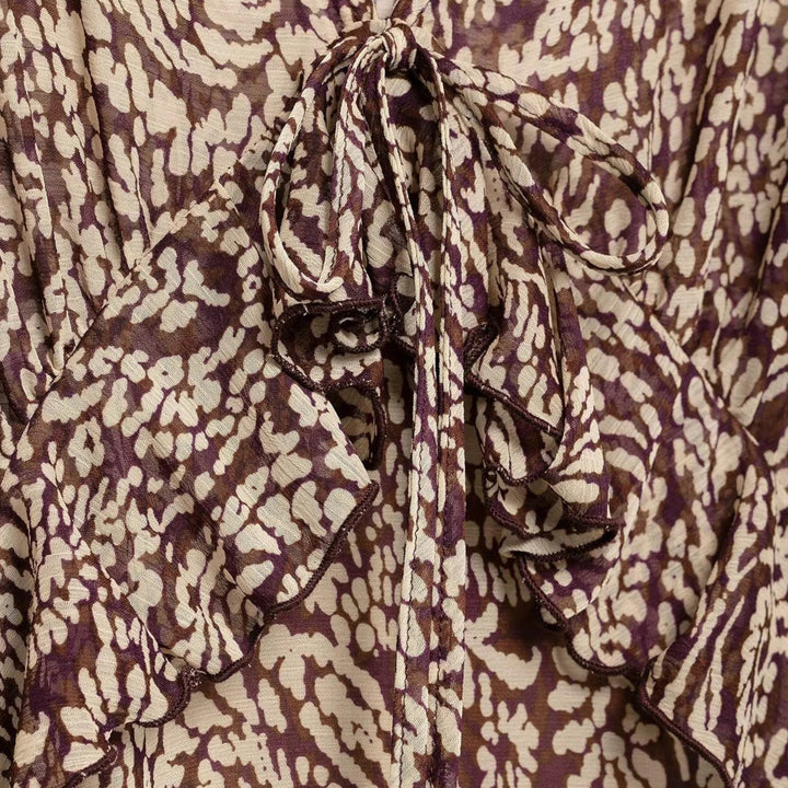 Valantomode | Women’s Printed Midi Dress with V-Neck