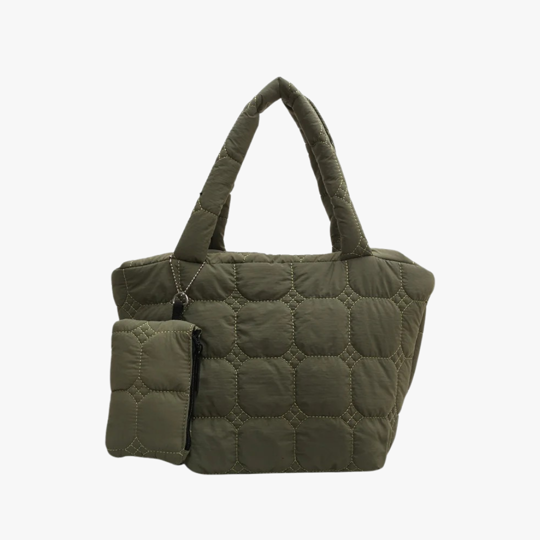 Valantomode | The Veridian Cubic Garrison – Women's Premium Boxy Quilted Puffer Tote