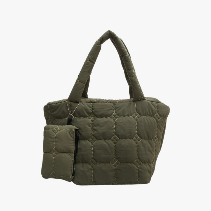 Valantomode | The Veridian Cubic Garrison – Women's Premium Boxy Quilted Puffer Tote