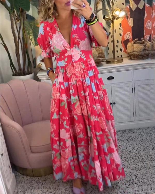 Valantomode | Dress with Vibrant Floral Pattern