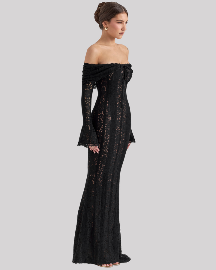 Valantomode | Chic Floral Off-Shoulder Dress for Effortless Elegance
