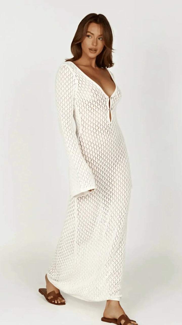Valantomode | Chic Back Cutout Maxi Dress for Summer Soirees