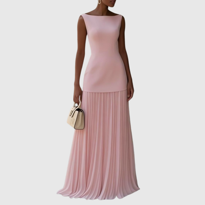 Valantomode | Stylish Sleeveless Dress with Elegant Flowing Pleats