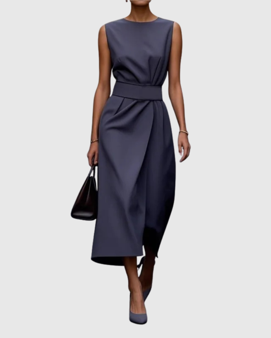 Valantomode | Stylish Round Neck Dress for Effortless Chic Look