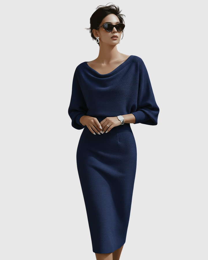 Valantomode | Stylish White Batwing Midi Dress for Women’s Fashion