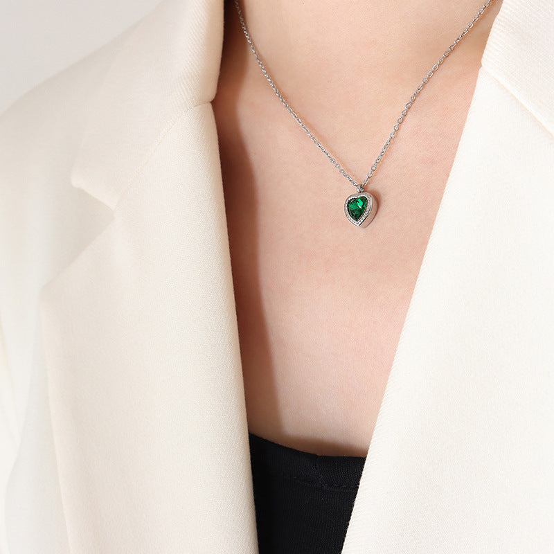 Valantomode | Heavyweight Plated Heart Pendant Necklace with CZ for Women