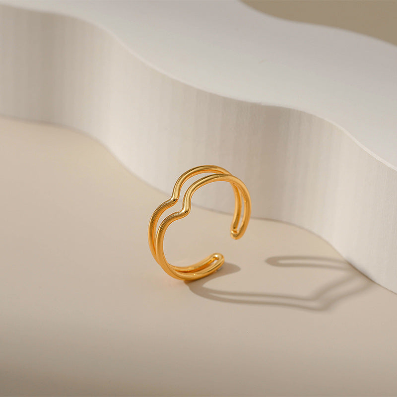 Valantomode | Lightweight Plated Parallel Twin-Band Ring for Women