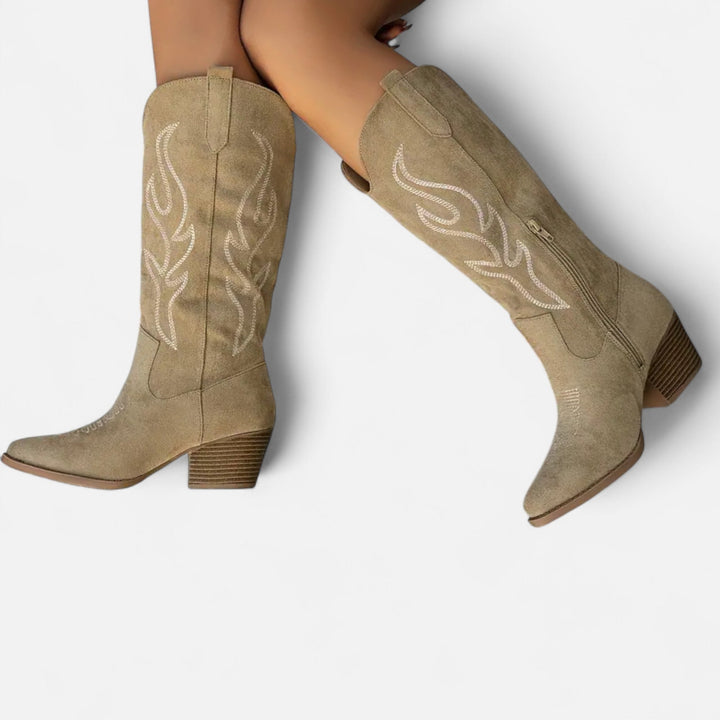 Valantomode | Women’s Chunky Heel Cowboy Boots
