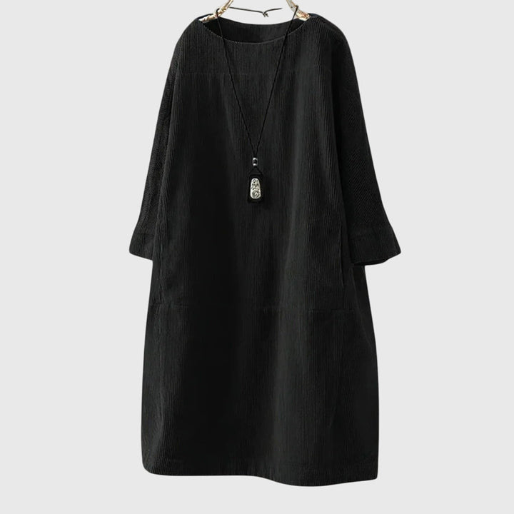 Valantomode | Chic Corduroy Midi Dress for Effortless Everyday Style