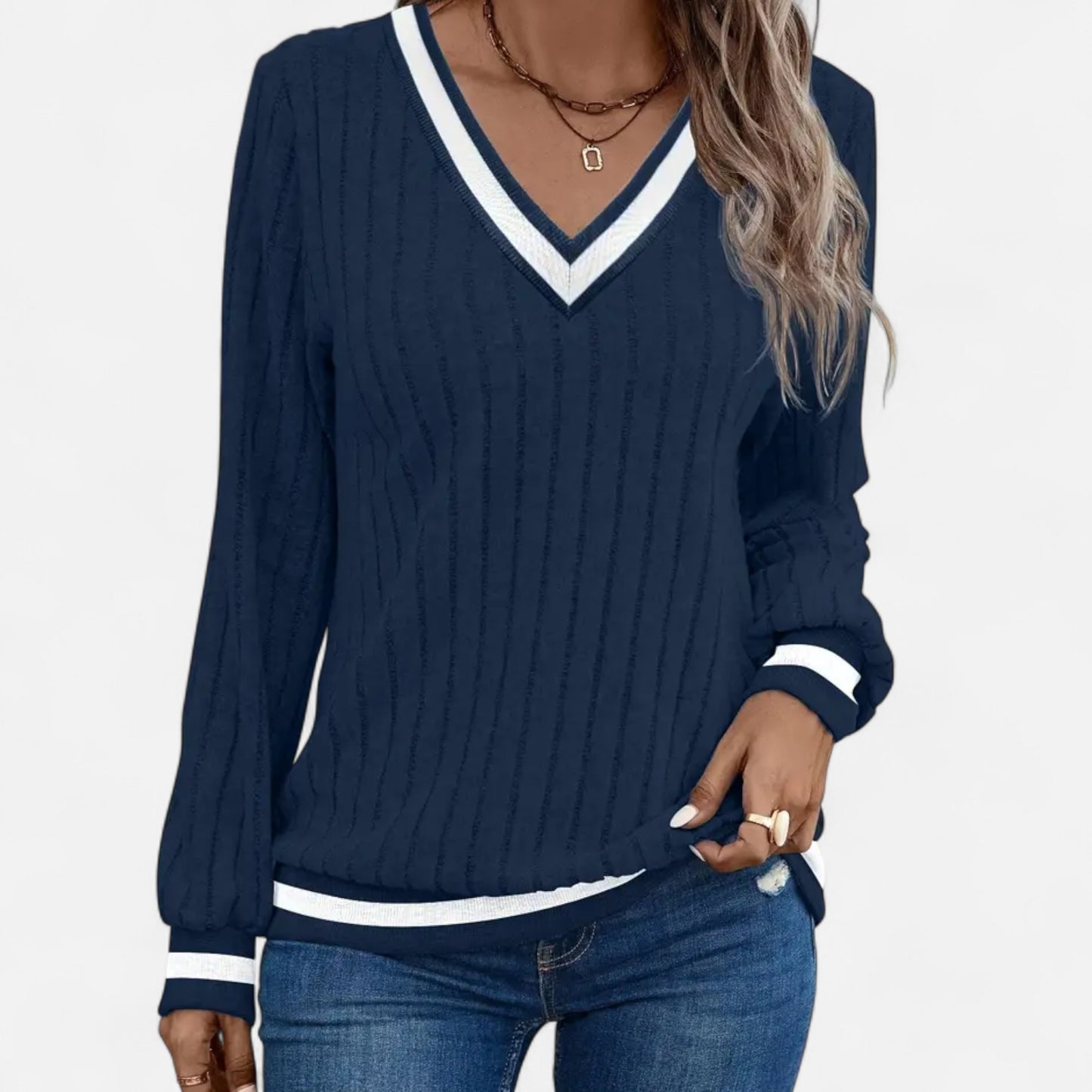 Valantomode | Women’s V-Neck Long-Sleeve Sweater