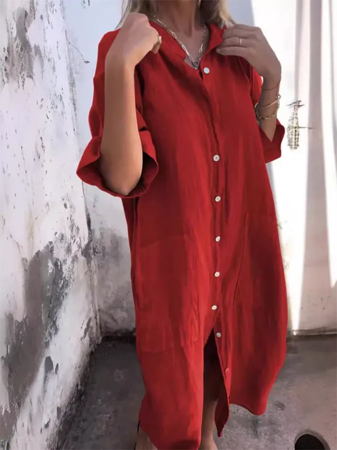 Valantomode | Dress with Buttoned Breeze Design