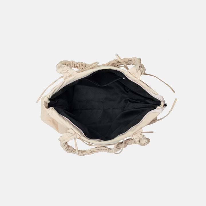 Valantomode | Luna Ribbon Kinetic Tote – Lightweight Adjustable Nylon Shoulder Bag with Ribbon Detail