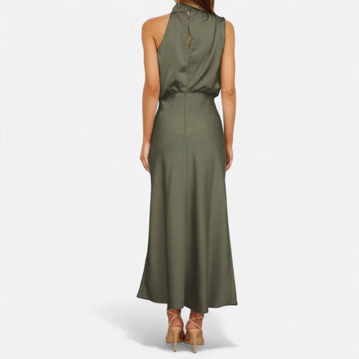Valantomode | Women’s Satin A-Line Sleeveless Long Dress