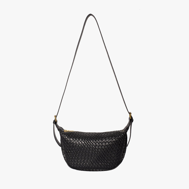 Valantomode | The Tesla Interlace Garrison – Women's Premium Braided Vegan Leather Half-Moon Handbag