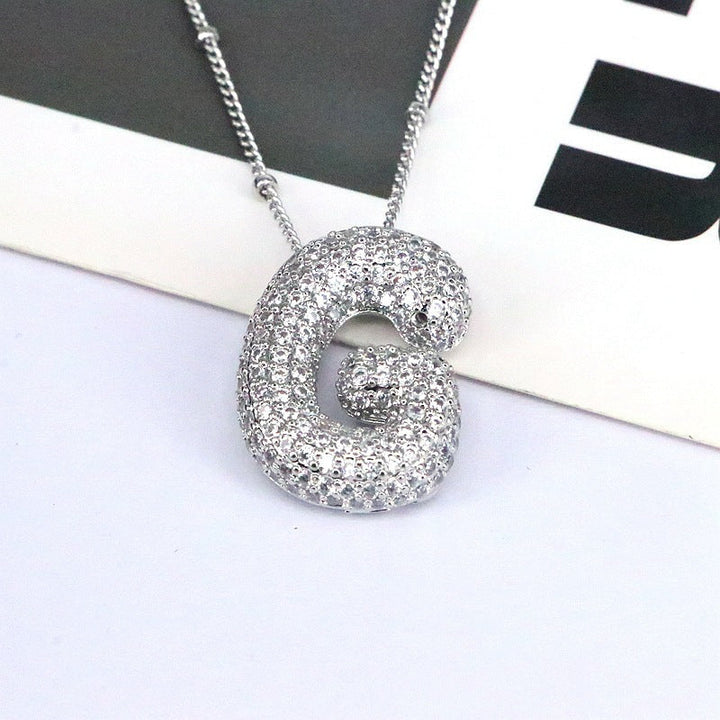 Valantomode | Gold Plated Bubble Initial Necklace for Women